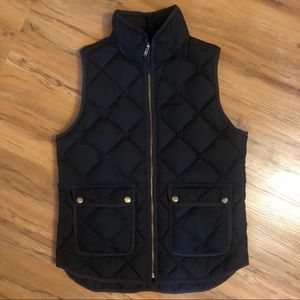 J Crew Black Excursion Quilted Down Vest